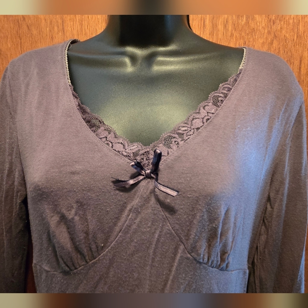 Apt 9 Comfy Long Sleeve Purple/gray Pajama Top SzM - Picture 5 of 7
